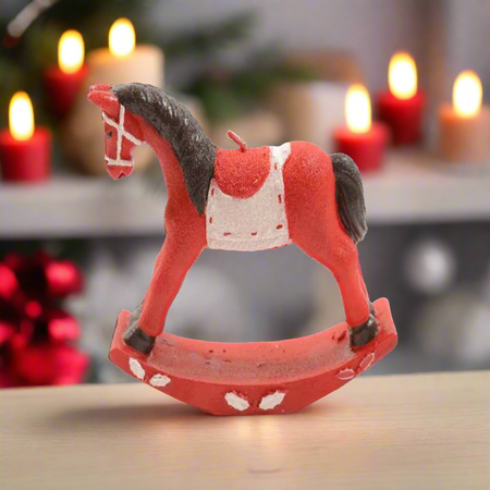 Candela cavallo a dondolo natalizio per decorazione ambienti