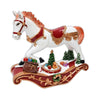 Statuetta cavallo a dondolo con movimento, luci e musica per decorazioni natalizie