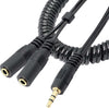 Cavo a spirale per cuffie stereo da 3,5 mm (non microfono) a 2 femmine Splitter a Y