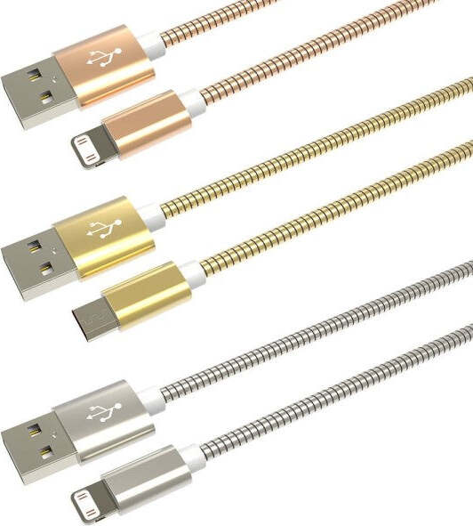 AKASA Cavo di Ricarica USB-C/Micro USB 2-in-1, 1,2m, Oro