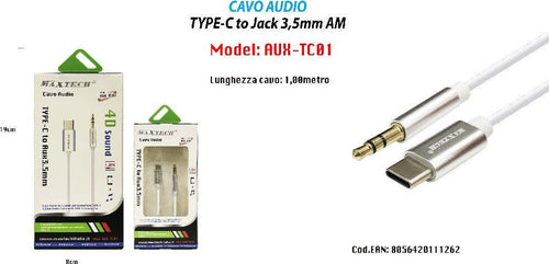 Cavo Adattatore Audio Cuffie Aux Jack 3,5mm Maschio A Type-c Maxtech Aux-tc01 Cavi Smartphone Trade Shop italia - Napoli, Commerciovirtuoso.it