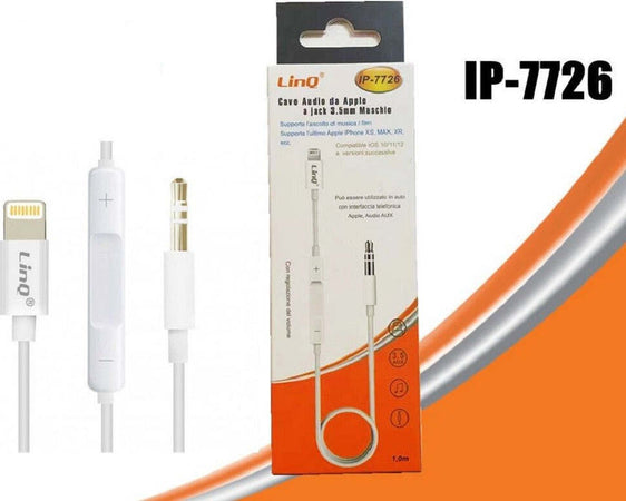 Cavo Adattatore Audio Da Lightning Iphone A Aux Jack 3,5mm Maschio 1mt Ip-7726 Elettronica/Home Audio e Hi-Fi/Accessori/Cavi/Cavi ottici Trade Shop italia - Napoli, Commerciovirtuoso.it