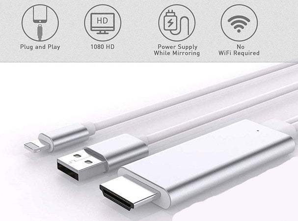 Cavo Adattatore da Lightning a Digital AV HDMI 1080P Full HD Per iPhone 1,8 metri