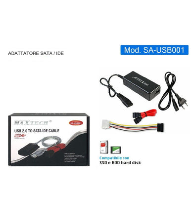 Cavo Adattatore Sa-usb001 Sata/ide Porta Usb2.0 Hard Disk 2.5 3.5 Alimentatore Pc