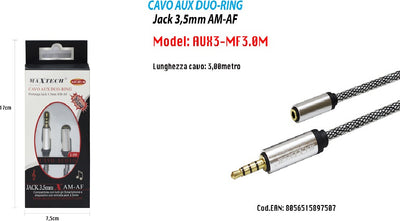 Cavo Audio Jack 3,5mm Maschio A Femmina Am/af 3mt Prolunga Aux Cuffie Maxtech Aux3-mf3.0m Elettronica e telefonia > Accessori Audio e Video > Cavi Audio e Video Trade Shop italia - Napoli, Commerciovirtuoso.it