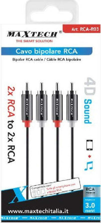 Cavo Bipolare Rca Audio Video Stereo 2 X Rca Maschio/maschio Da 3 Metri Rca-r03 Elettronica/Home Cinema TV e video/Accessori/Cavi/Connettori RCA Trade Shop italia - Napoli, Commerciovirtuoso.it