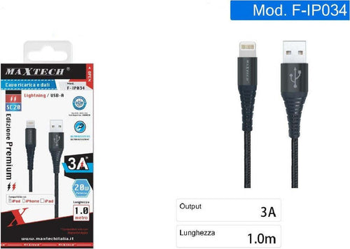Cavo Caricatore Lightning Usb 1 Mt Ricarica Trasferimento Dati 3a Iphone F-ip034 Elettronica e telefonia > Telefonia Fissa e Mobile > Accessori Smartphone > Cavi Smartphone Trade Shop italia - Napoli, Commerciovirtuoso.it