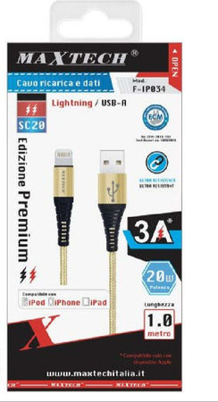 Cavo Caricatore Lightning Usb 1 Mt Ricarica Trasferimento Dati 3a Iphone F-ip034 Elettronica e telefonia > Telefonia Fissa e Mobile > Accessori Smartphone > Cavi Smartphone Trade Shop italia - Napoli, Commerciovirtuoso.it