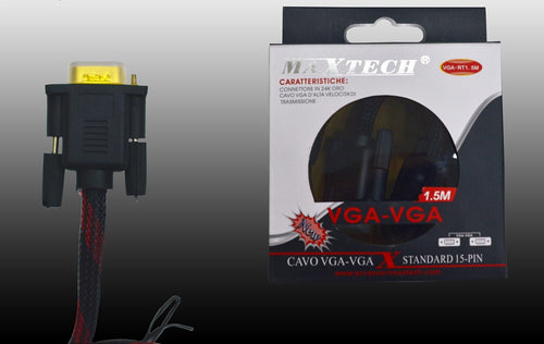 Cavo Da Vga A Vga Maschio A Maschio 1,5mt Cavo Telato Per Pc Maxtech Vga-rt1.5m Elettronica/Informatica/Accessori/Cavi e accessori/Cavi/Cavi VGA Trade Shop italia - Napoli, Commerciovirtuoso.it