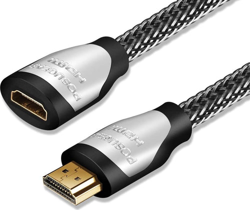 Cavo di Prolunga HDMI Maschio Femmina 2 Metri Nylon Intrecciato Ultra HD 4K 3D 1080p ARC HDR compatibile con HDMI 2.0 A/B, 2.0,1.4 a