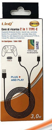 Cavo Di Ricarica 2in1 Type-c Per Nintendo Switch Smartphone Controller 3mt Sw2303 Elettronica/Informatica/Periferiche di rete/Hub di rete e switch Trade Shop italia - Napoli, Commerciovirtuoso.it