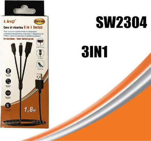 Cavo Di Ricarica 3in1 Switch Per Nintendo Switch Joy-con Smartphone 1.8mt Sw2304 Elettronica/Informatica/Periferiche di rete/Hub di rete e switch Trade Shop italia - Napoli, Commerciovirtuoso.it