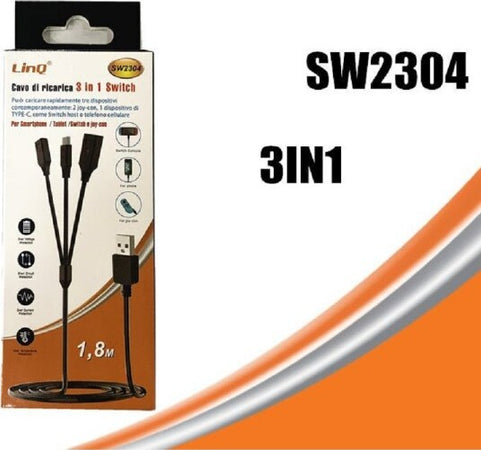 Cavo Di Ricarica 3in1 Switch Per Nintendo Switch Joy-con Smartphone 1.8mt Sw2304 Elettronica/Informatica/Periferiche di rete/Hub di rete e switch Trade Shop italia - Napoli, Commerciovirtuoso.it