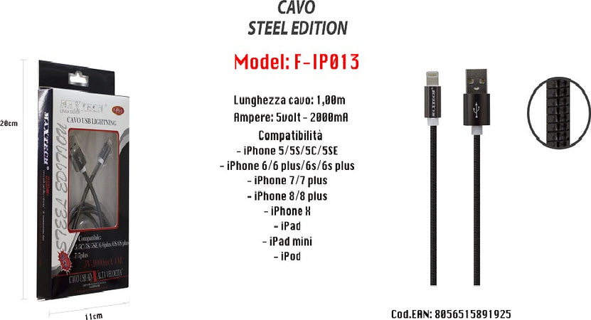 Cavo Di Ricarica Per Iphone Ipad 5volt-2000ma 1mt Alta Velocit? Usb Maxtech F-ip013 Cavi Smartphone Trade Shop italia - Napoli, Commerciovirtuoso.it