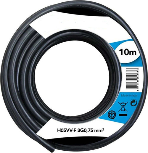 Cavo Elettrico Prolunga 10mt 3g0,75 Mm H05vv-f Matassa Filo Elettrico Nero Casa, arredamento e bricolage > Materiale Elettrico Trade Shop italia - Napoli, Commerciovirtuoso.it