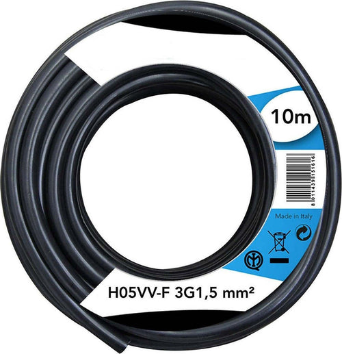 Cavo Elettrico Prolunga 10mt 3g1.5 Mm H05vv-f Matassa Filo Elettrico Nero Fai da te/Materiale elettrico/Prolunghe Trade Shop italia - Napoli, Commerciovirtuoso.it