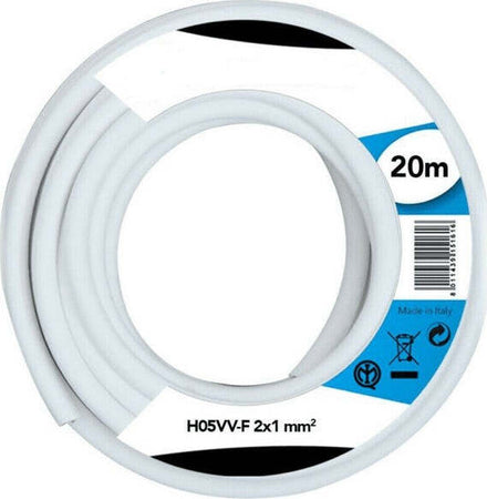 Cavo-Elettrico-Prolunga-20mt-2x1-Mm-H05vv-f-Matassa-Filo-Elettrico-Bianco