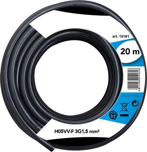 Cavo Elettrico Prolunga 20mt 3g1.5 Mm H05vv-f Matassa Filo Elettrico Nero Casa, arredamento e bricolage > Materiale Elettrico Trade Shop italia - Napoli, Commerciovirtuoso.it