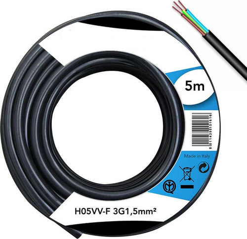 Cavo Elettrico Prolunga 5mt 3g1.5 Mm H05vv-f Matassa Filo Elettrico Nero Casa, arredamento e bricolage > Materiale Elettrico Trade Shop italia - Napoli, Commerciovirtuoso.it