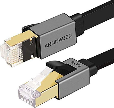 Cavo Ethernet Piatto CAT 8 2000MHz S/STP PIMF Patch in PVC 15 Metri High Speed 26AWG Patch 40Gbps RJ45