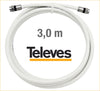 Cavo coassiale SAT con connettori F a compressione 3 Mt. TELEVES
