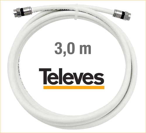Cavo coassiale SAT con connettori F a compressione 3 Mt. TELEVES