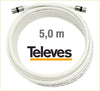 Cavo coassiale SAT con connettori F a compressione 5 Mt. TELEVES