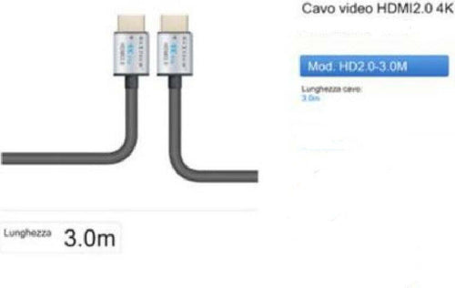 Cavo Hdmi 2.0 4k Da 3 Metri Cavetto High Speed Tv Monitor Audio Video Hd2.0-3.0m Elettronica/Informatica/Accessori/Cavi e accessori/Cavi/Cavi HDMI Trade Shop italia - Napoli, Commerciovirtuoso.it