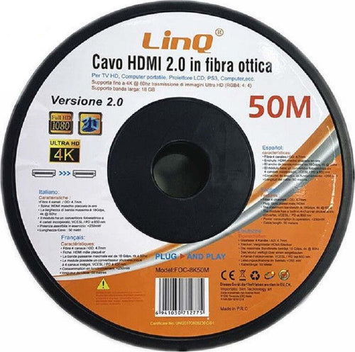 Cavo Hdmi In Fibra Ottica Ultra Hd 4k 50mt Tv Hd Computer Proiettore Lcd Foc-8k50m Elettronica/Home Cinema TV e video/Accessori/Cavi/Cavi HDMI Trade Shop italia - Napoli, Commerciovirtuoso.it