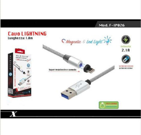 Cavo Lightning 1mt Usb Intrecciato Magnetico Ricarica Ipad Iphone Maxtech F-ip026 Cavi Smartphone Trade Shop italia - Napoli, Commerciovirtuoso.it