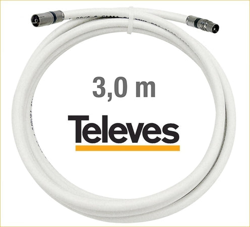 Cavo coassiale TV con connettori M/F a compressione 3 Mt. TELEVES