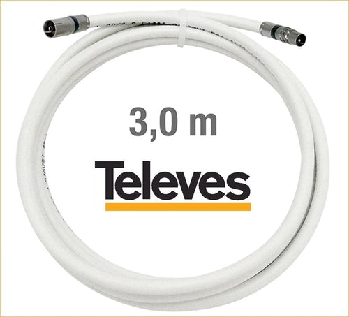 Cavo coassiale TV con connettori M/F a compressione 3 Mt. TELEVES