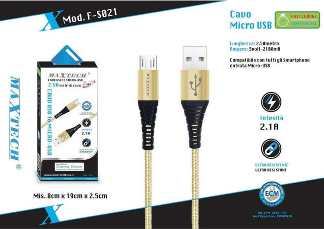 Cavo-Micro-Usb-A-Usb-Ricarica-Dati-Per-Smartphone-Samsung-Huawei-Maxtech-F-s021