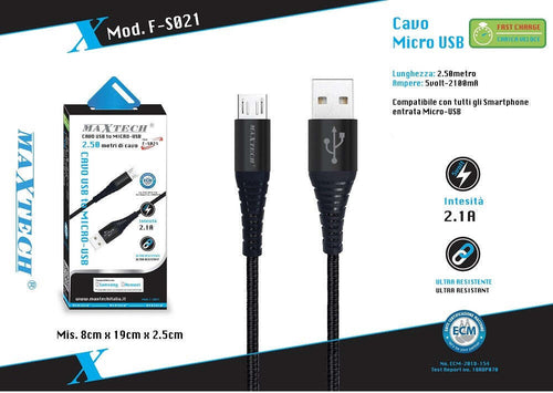 Cavo Micro Usb A Usb Ricarica Dati Per Smartphone Samsung Huawei Maxtech F-s021 Elettronica/Cellulari e accessori/Accessori/Cavi e adattatori/Cavi USB Trade Shop italia - Napoli, Commerciovirtuoso.it