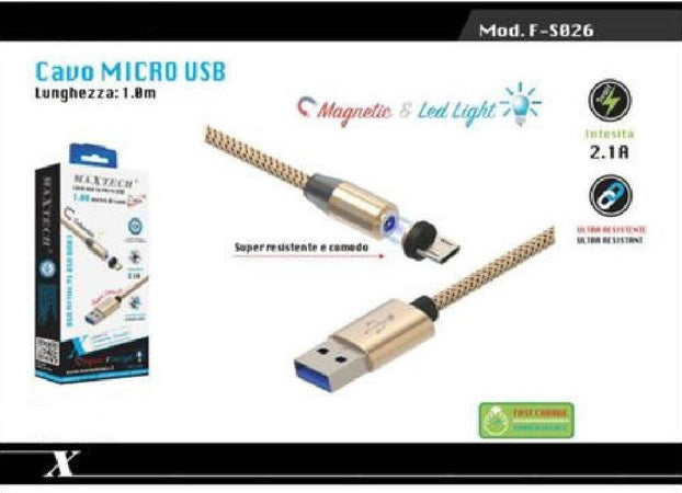 Cavo Micro Usb Ricarica Dati Luce Magnetica Led 1mt Per Smartphone Maxtech F-s026 Cavi Smartphone Trade Shop italia - Napoli, Commerciovirtuoso.it