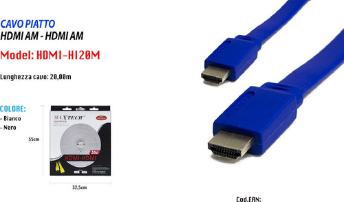 Cavo Piatto Hdmi/hdmi Tipo A Maschio A Tipo A Maschio 20 Metri Maxtech Hdmi-hi20m Elettronica e telefonia > Accessori Audio e Video > Cavi Audio e Video Trade Shop italia - Napoli, Commerciovirtuoso.it