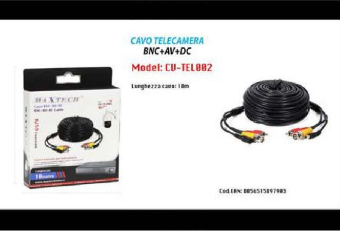 Cavo Prolunga Telecamera Bnc Audio Video Videosorveglianza 10mt Cv-tel002 Maxtech Elettronica e telefonia > Accessori Audio e Video > Cavi Audio e Video Trade Shop italia - Napoli, Commerciovirtuoso.it