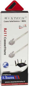 Cavo Prolunga Telefonica Rj11 1.5 Mt Collegamento Telefonico Modem Maxtech Rj11-1.5m Elettronica/Home Cinema TV e video/Attrezzatura satellitare/Impianti satellitari/Amplificatori di segnale Trade Shop italia - Napoli, Commerciovirtuoso.it