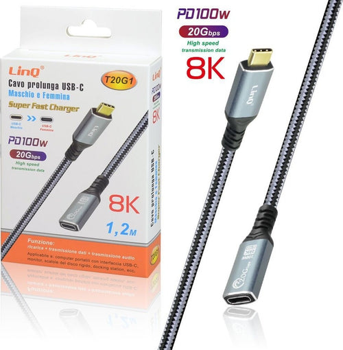 Cavo Prolunga Usb-c Maschio Femmina Type-c 8k Ricarica Pd100w 1,2mt 20gbps T20g1 Elettronica/Informatica/Accessori/Cavi e accessori/Cavi/Cavi USB Trade Shop italia - Napoli, Commerciovirtuoso.it