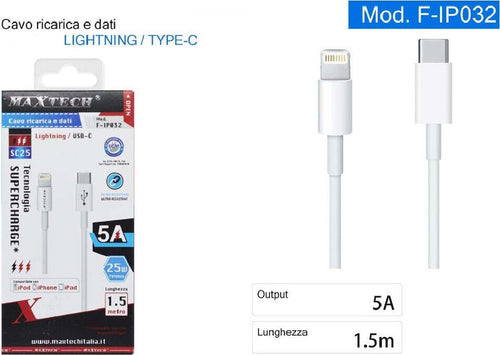 Cavo Ricarica Dati Lightning A Type-c 5a 1.5 Metri Carica Rapida Iphone F-ip032 Elettronica e telefonia > Telefonia Fissa e Mobile > Accessori Smartphone > Cavi Smartphone Trade Shop italia - Napoli, Commerciovirtuoso.it