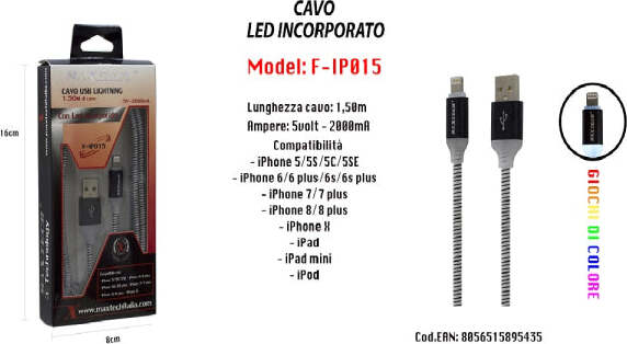 Cavo-Ricarica-Led-Incorporato-Per-Iphone-Ipad-Ipod-5volt-2000ma-Maxtech-F-ip015