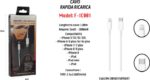 Cavo Ricarica Rapida Per Iphone Ipad Ipod Da Type?c A Lightning Maxtech F-ic001 Cavi Smartphone Trade Shop italia - Napoli, Commerciovirtuoso.it