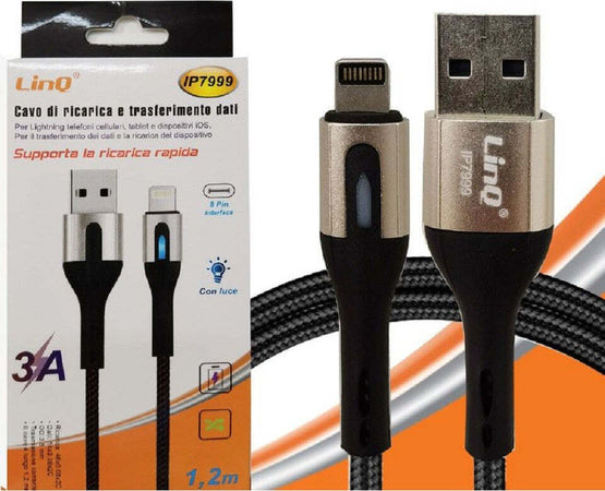 Cavo Ricarica Rapida Trasferimento Dati Usb Lightning Luminosa 3a 120 Cm Ip7999 Elettronica/Cellulari e accessori/Accessori/Cavi e adattatori/Cavi Lightning Trade Shop italia - Napoli, Commerciovirtuoso.it