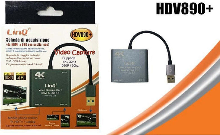 Cavo Scheda Di Acquisizione Video Da Hdmi A Usb Ultra Hd 4k Full Hd 1080p Hdv890+ Elettronica/Home Cinema TV e video/Accessori/Cavi/Cavi coassiali Trade Shop italia - Napoli, Commerciovirtuoso.it
