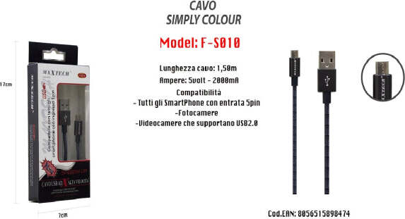 Cavo-Simply-Colour-Per-Smartphone-5volt---2000ma-Lunghezza-1,5mt-Maxtech-F-s010