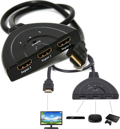CAVO SWITCH HDMI 1080p 3 PORTE FULL HD TV PRESA MULTIPLA SDOPPIATORE ADATTATORE Elettronica/Informatica/Accessori/Cavi e accessori/Cavi/Cavi HDMI Trade Shop italia - Napoli, Commerciovirtuoso.it
