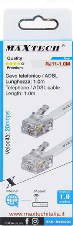 Cavo Telefonico Adsl Rj11 1 Mt Collegamento Telefonico Modem Internet Rj11-1.0m Informatica e Videogiochi > Periferiche di rete > Cavi di Rete Trade Shop italia - Napoli, Commerciovirtuoso.it