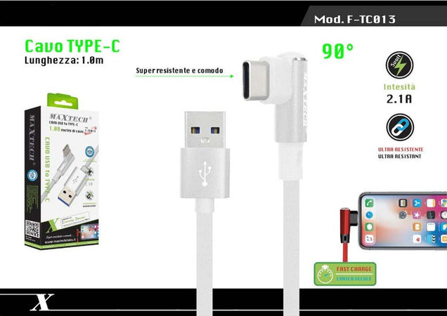 Cavo-Type-c-90°-Usb-2.1a-Ricarica-Dati-Compatibile-Con-Huawei-1mt-Maxtech-F-tc013