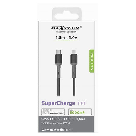 Cavo Type-c A Type-c Super Carica 5000ma 1.5 Metri Per Smartphone Tablet F-tc064