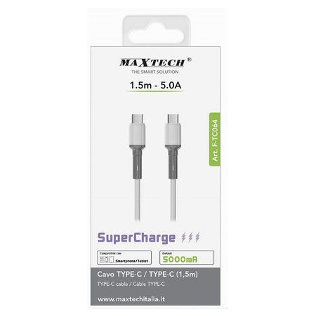 Cavo Type-c A Type-c Super Carica 5000ma 1.5 Metri Per Smartphone Tablet F-tc064